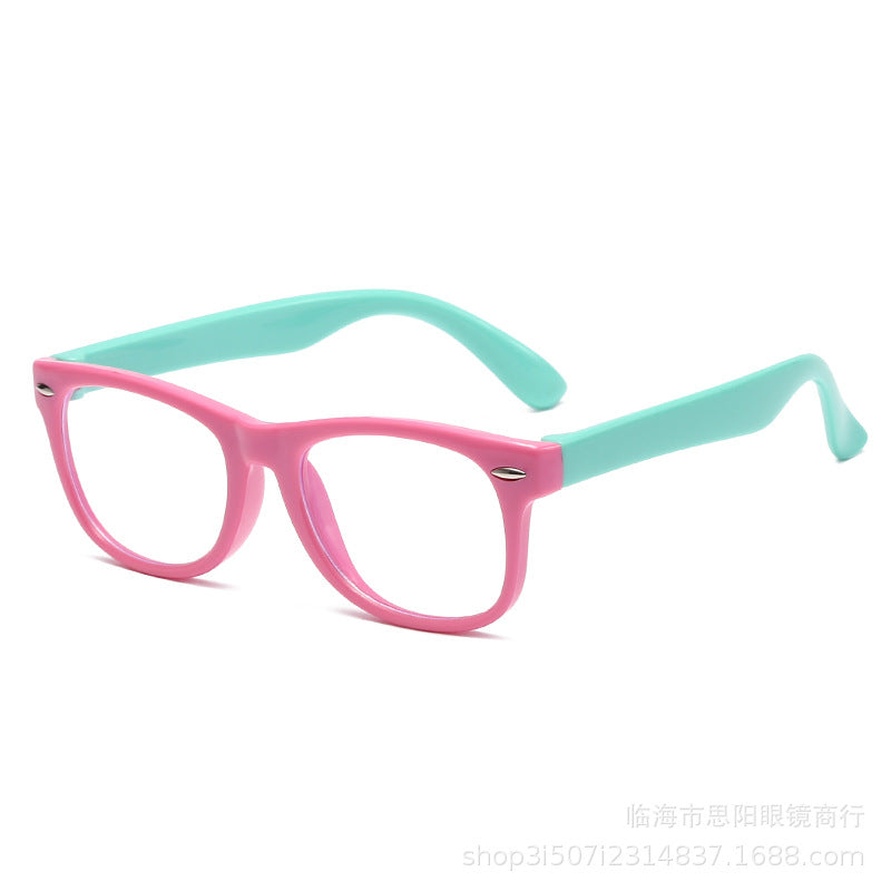 Factory direct sale of children's silicone anti-blue light glasses for men and women, anti-radiation eye protection, super light looking at computer and mobile phone goggles