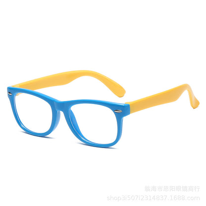 Factory direct sale of children's silicone anti-blue light glasses for men and women, anti-radiation eye protection, super light looking at computer and mobile phone goggles