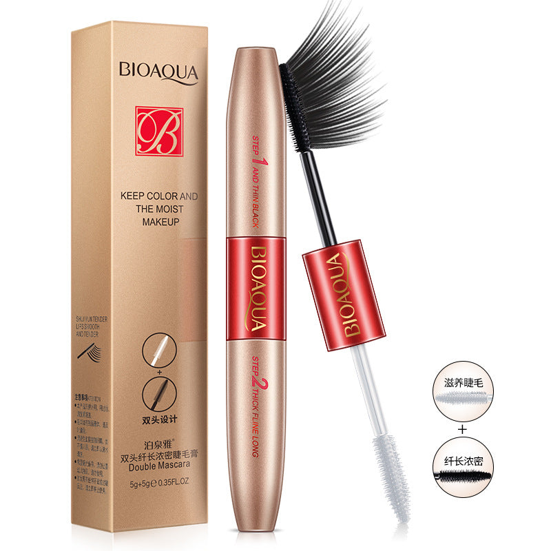 BIOAQUA double-headed long thick mascara thick waterproof is not blooming growth lock color makeup manufacturers