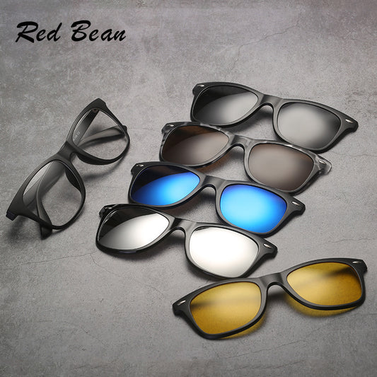 5 in 1 sunglasses  men magnetic sunglasses clip on glasses magnetic lens sunglasses