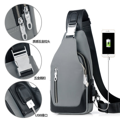 Crossbody Bags Men Unisex USB Charge Waterproof