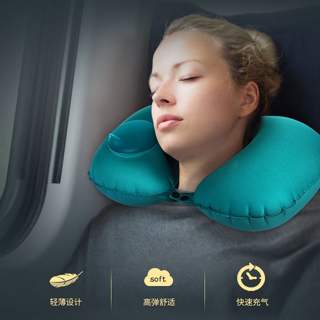 Press inflatable pillow LOGO custom manufacturer neck pillow TPU automatic neck pillow u-shaped pillow cervical pillow travel pillow u pillow