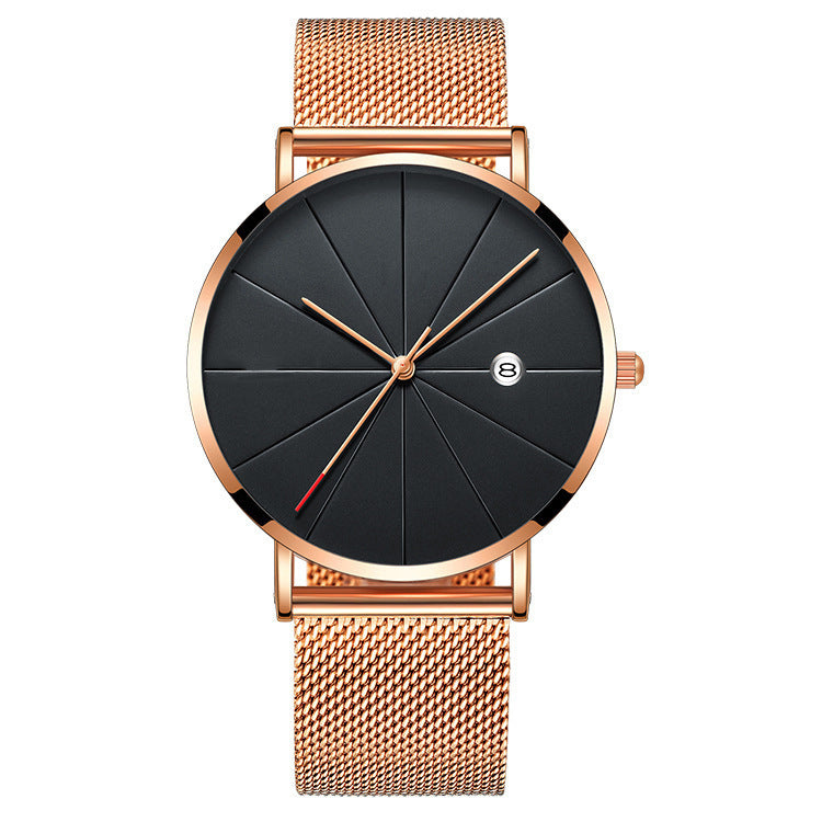 Wish explosion models ultra-thin mesh belt watch no logo European and American fashion simple design quartz men's business watch