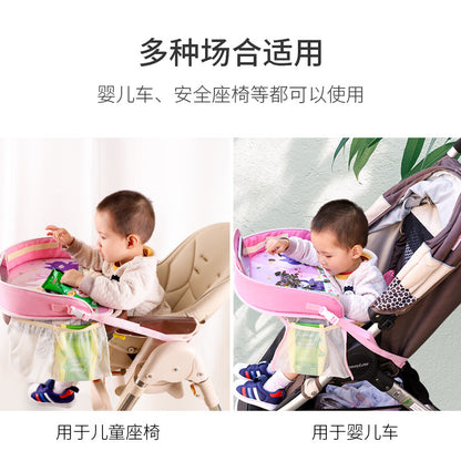 Car child safety seat dining table multifunctional baby eating drawing table waterproof baby stroller cartoon dinner plate