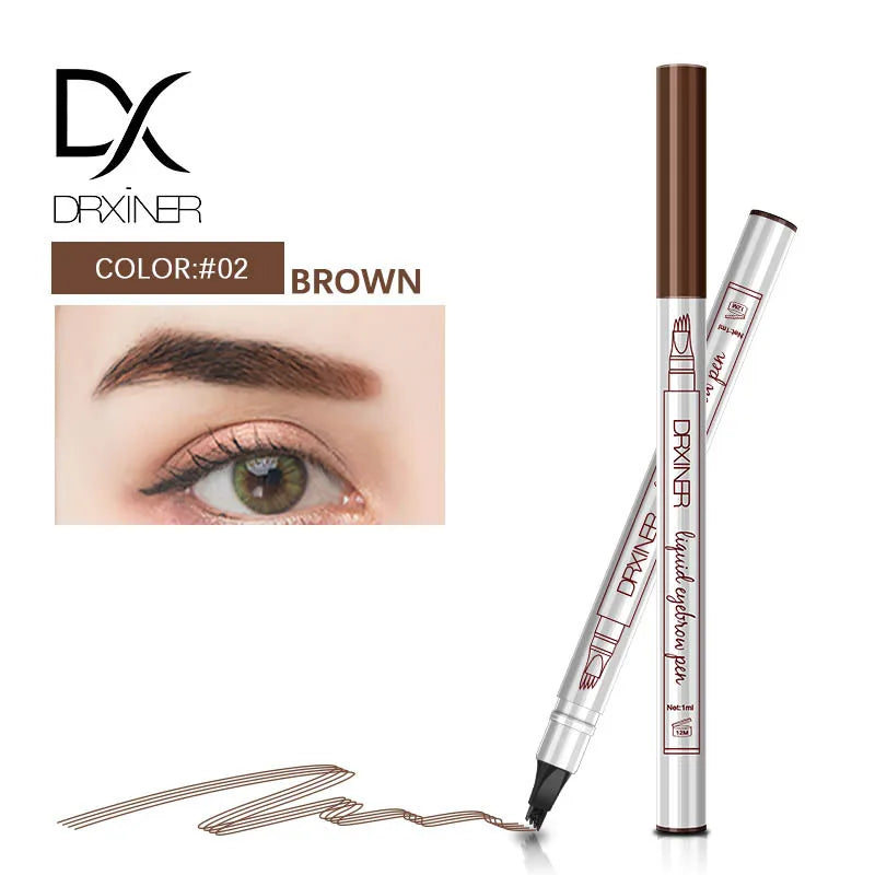 4 Colors 4 Head Eyebrow Marker Pencil Waterproof Microblading Eyebrow Thin Tattoo Pen Eyebrows Shades Makeup Eye Brow Pencil