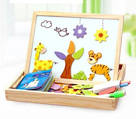 Small master magnetic animal fight spell music drawing board three-dimensional puzzle changeable board blackboard puzzle wooden toys