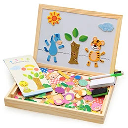 Small master magnetic animal fight spell music drawing board three-dimensional puzzle changeable board blackboard puzzle wooden toys