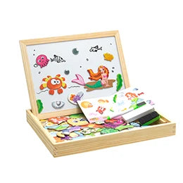 Small master magnetic animal fight spell music drawing board three-dimensional puzzle changeable board blackboard puzzle wooden toys