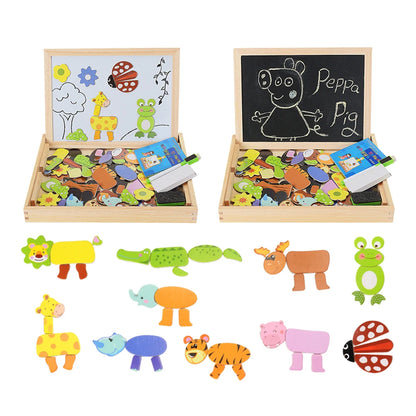 Small master magnetic animal fight spell music drawing board three-dimensional puzzle changeable board blackboard puzzle wooden toys