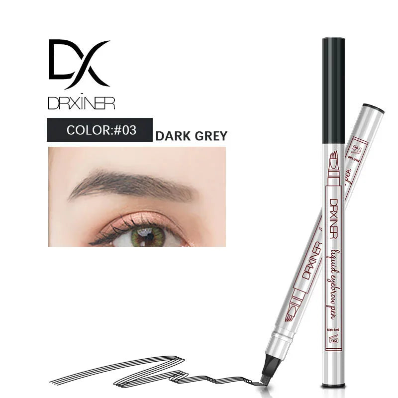 4 Colors 4 Head Eyebrow Marker Pencil Waterproof Microblading Eyebrow Thin Tattoo Pen Eyebrows Shades Makeup Eye Brow Pencil