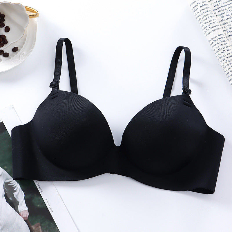 Cross-border thickened steamed bun cup without steel ring girl bra bra to collect side breasts and lift comfortable breathable underwear for women