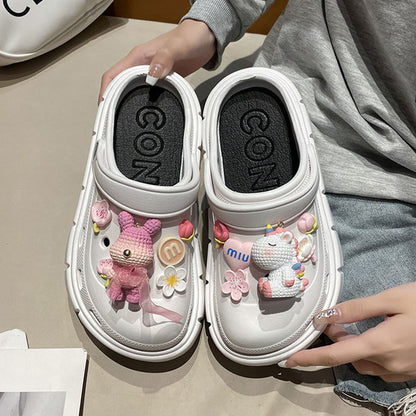 Fashion Clogs With Charms Shoes Outdoor Women Slippers Thick