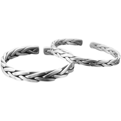 2023 new silver-plated bracelet fashion retro hand-woven twist open solid men and women couple bracelet