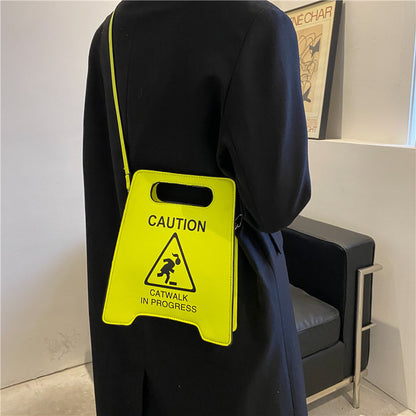 Foreign trade new European and American fashion creative spoof personalized parking sign prohibiting driving fashion show women's trendy pu crossbody bag