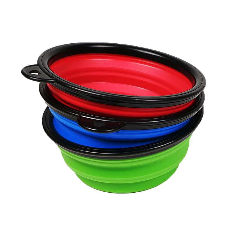 Silicone foldable bowl pet bowl dog bowl anti-knockover dog food bowl water bowl out dog food bowl food utensils dog rice bowl