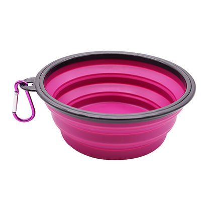 Silicone foldable bowl pet bowl dog bowl anti-knockover dog food bowl water bowl out dog food bowl food utensils dog rice bowl