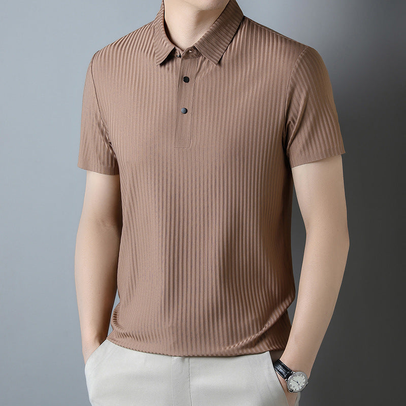 POLO shirt men's 2023 summer new high quality lapel T-shirt light business casual short-sleeved men and women work clothes ice silk