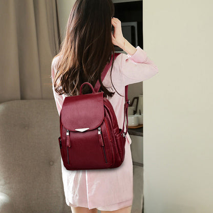 Women backpack 2023 women polyurethane leather backpack large capacity school bag zipper style backpack