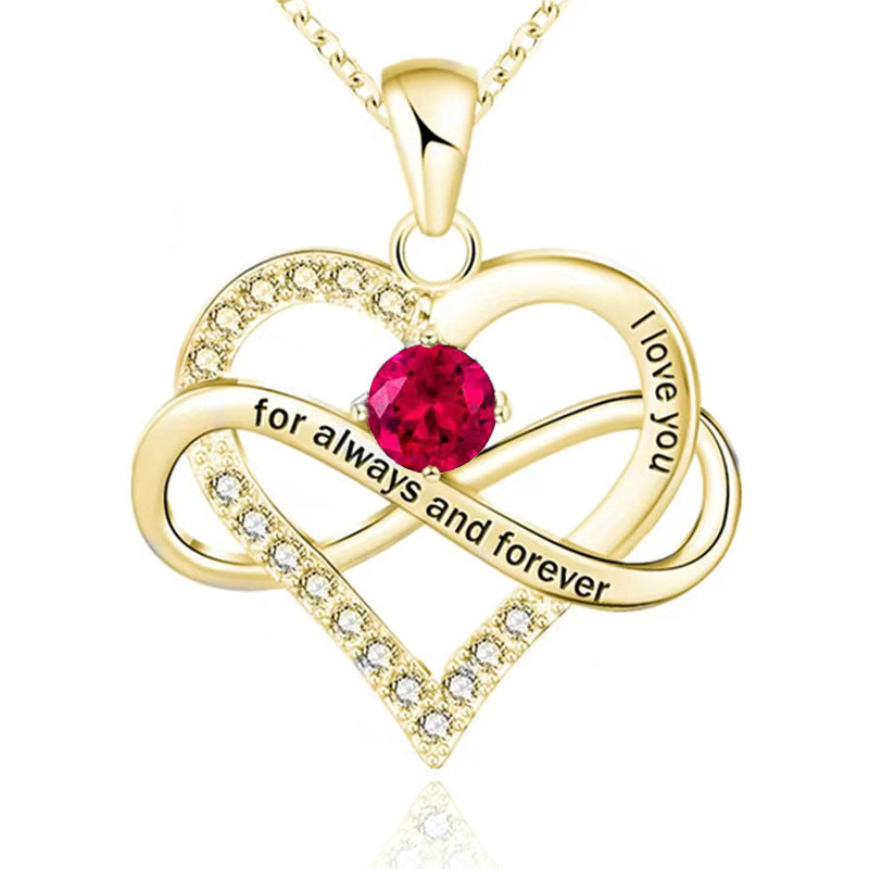 Cross-border new necklace for women, rose gold twelve birthstone pendant necklace, fashion personalized jewelry wholesale