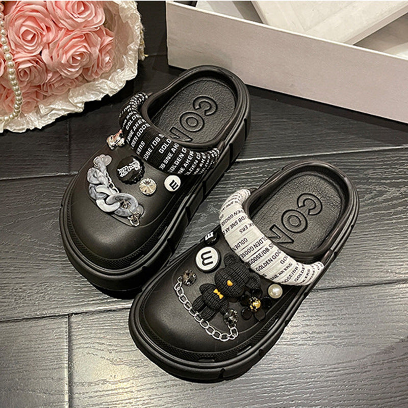 Fashion Clogs With Charms Shoes Outdoor Women Slippers Thick