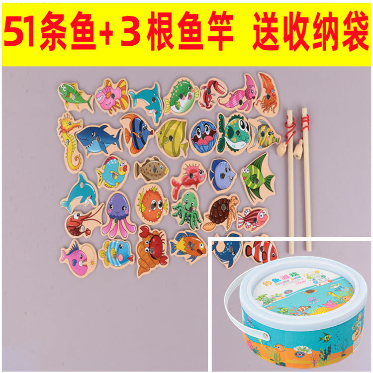 Magnetic fishing toy baby early education educational puzzle 1 development 2-3 years old half-brained boys and girls children's wooden toys