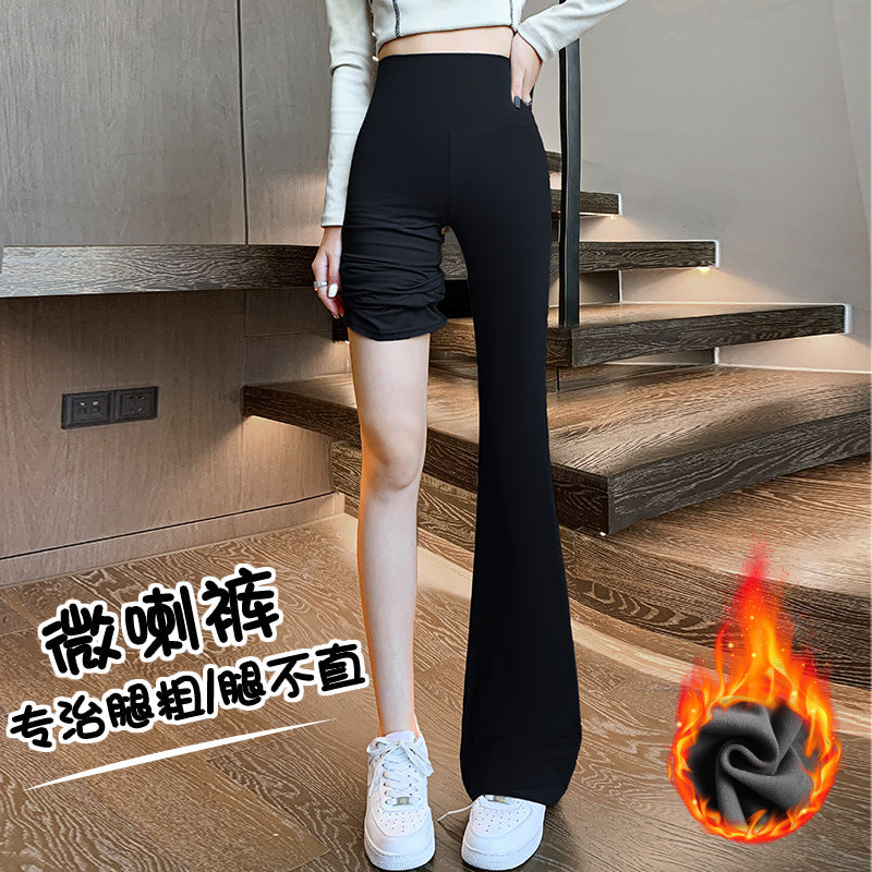 Bell-bottomed pants for women autumn and winter new Korean style women's 2023 high-waisted high-elastic outer casual pants Barbie drapey leggings trendy