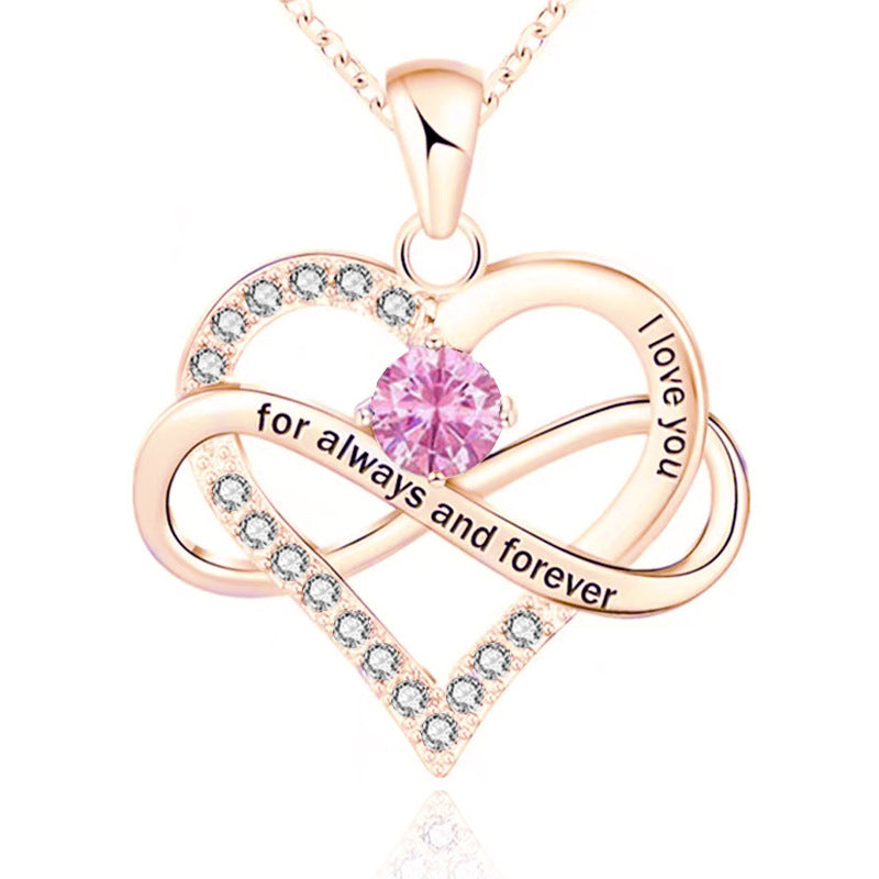 Cross-border new necklace for women, rose gold twelve birthstone pendant necklace, fashion personalized jewelry wholesale