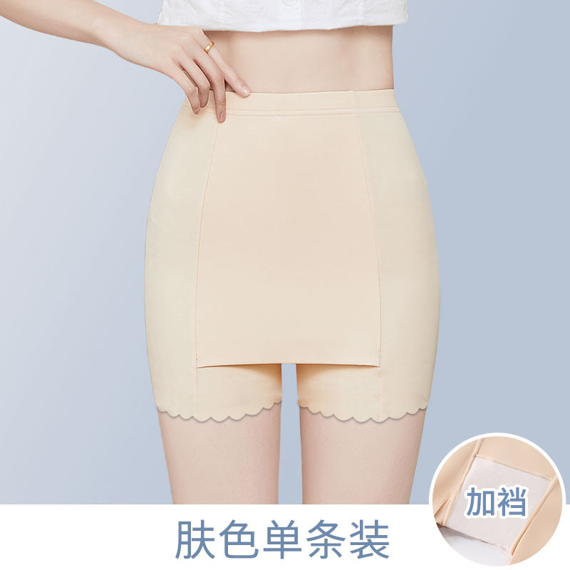 The new high-elastic white safety pants summer thin section does not roll the edge anti-light artifact anti-lighting artifact belly-shrinking buttocks bottoming shorts women