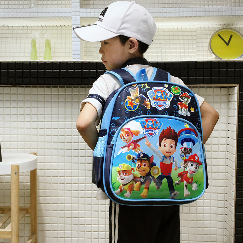 Kindergarten backpack foreign trade cartoon printing cute boys and girls Wang Wang team backpack first, second and third grade student bag