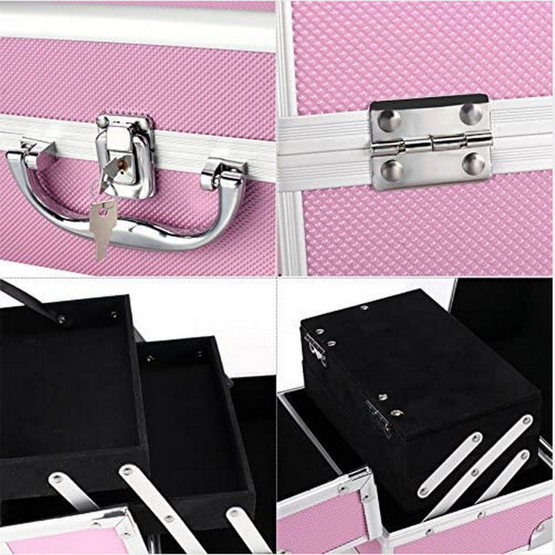 Portable Aluminum Alloy Cosmetic Storage Box Beauty Salon Tattoo Embroidery Toolbox Manicure Makeup Artist Portable Makeup Case