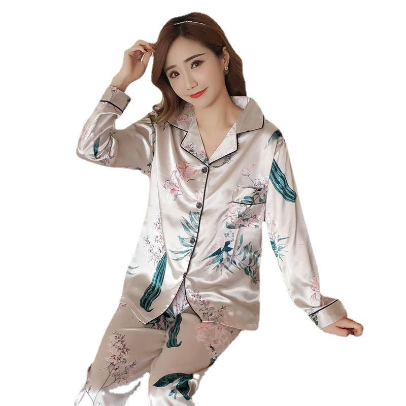 Thailand Japan Dubai cross-border e-commerce imitation silk pajamas plus size plus size silk satin short-sleeved trousers home wear for women