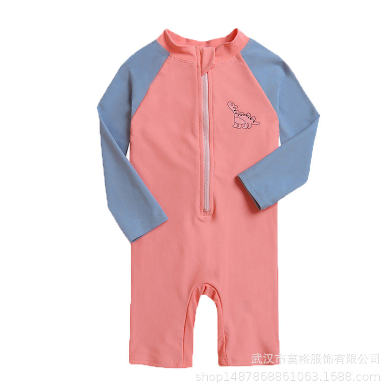 2022 Boys Baby Dinosaur Corner Surfing Suit Toddler Sunscreen Baby Swimwear Children Girls Long Sleeve Sunscreen Swimming