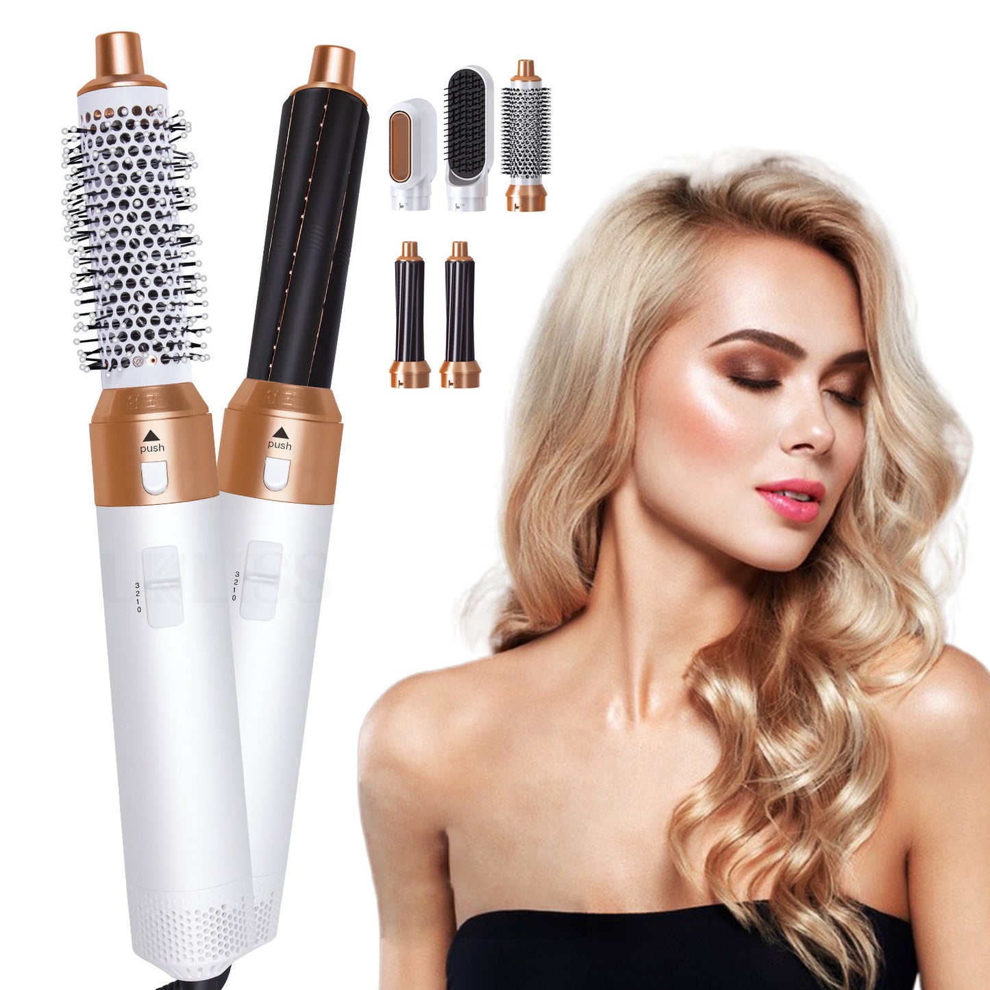 Cross-border new five-in-one hot air comb automatic curling stick curly straight dual-purpose hair styling comb electric hair dryer