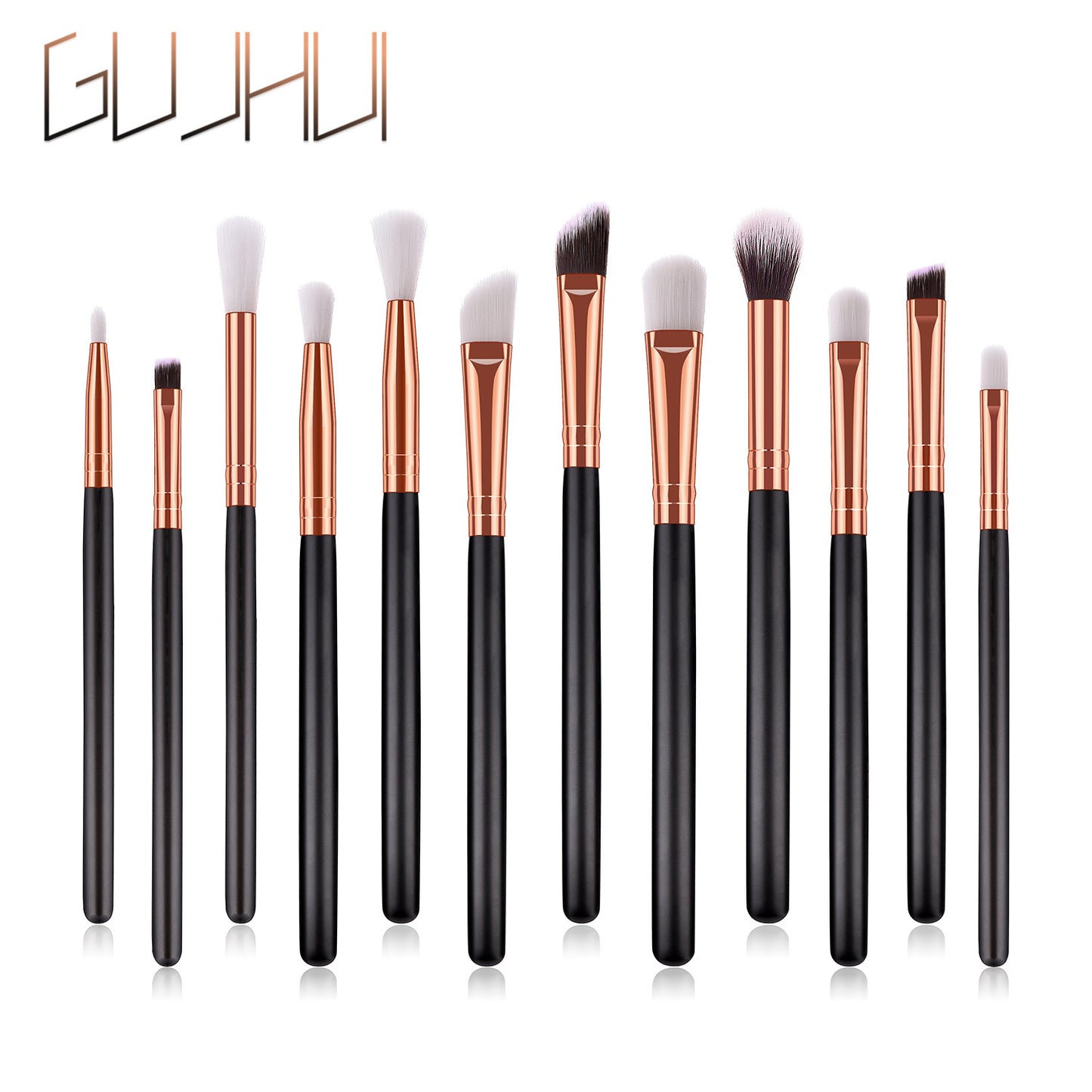 12 Eye Brushes Skin Color Brown Gold Makeup Brush Set Makeup Tools Eye Shadow Brush Beauty GUJHUI