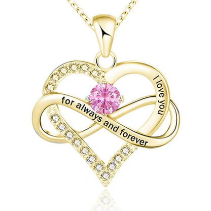 Cross-border new necklace for women, rose gold twelve birthstone pendant necklace, fashion personalized jewelry wholesale