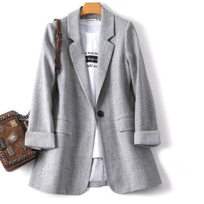 Chic Suit Jacket for Women Spring and Autumn 2023 New Korean Style One Button Casual Internet Popular Slim-Fitting Small Tailored Suit Top Fashion