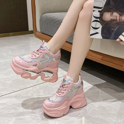 Inner heightened daddy shoes women's Korean style trendy shoes 2023 spring and autumn new thick-soled fashion women's shoes muffin heel casual shoes women