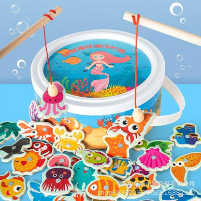 Magnetic fishing toy baby early education educational puzzle 1 development 2-3 years old half-brained boys and girls children's wooden toys