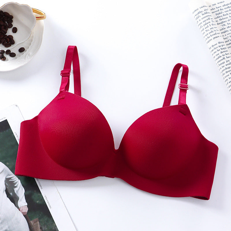 Cross-border thickened steamed bun cup without steel ring girl bra bra to collect side breasts and lift comfortable breathable underwear for women