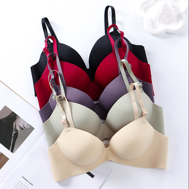 Cross-border thickened steamed bun cup without steel ring girl bra bra to collect side breasts and lift comfortable breathable underwear for women