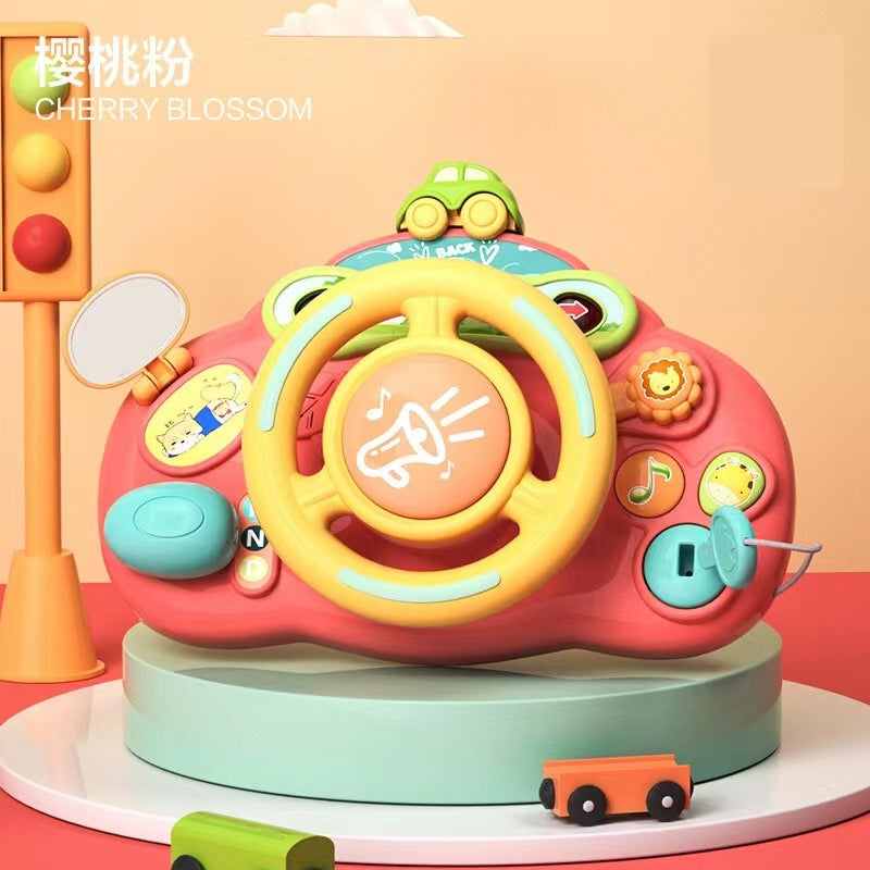 Children's steering wheel cartoon simulation co-pilot early education toy baby imitation car stroller stroller walking baby