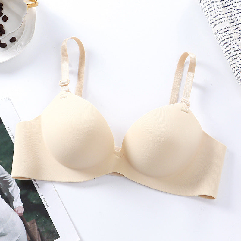 Cross-border thickened steamed bun cup without steel ring girl bra bra to collect side breasts and lift comfortable breathable underwear for women