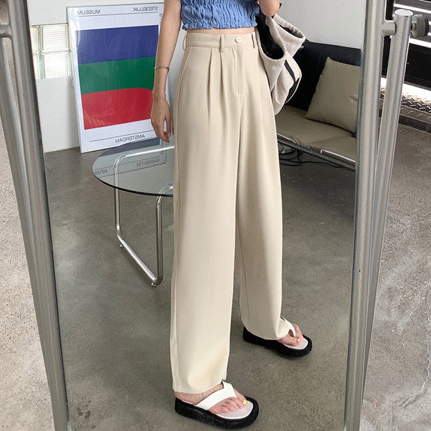 Pure color high waist suit pants women spring and autumn sports pants loose casual fall wide leg pants women nine points mopping pants women