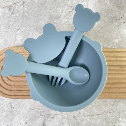 Baby food feeding tableware food grade baby silicone food bowl set anti-fall home eating children's supplies