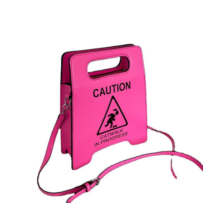 Foreign trade new European and American fashion creative spoof personalized parking sign prohibiting driving fashion show women's trendy pu crossbody bag