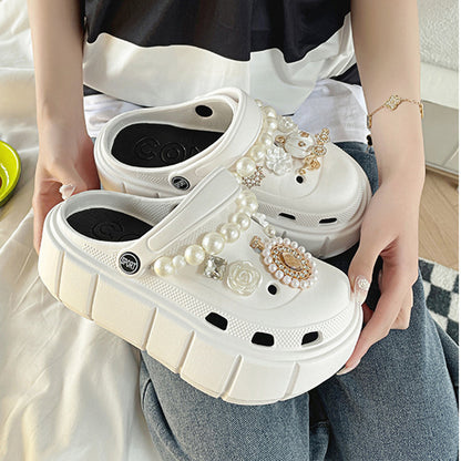 Fashion Clogs With Charms Shoes Outdoor Women Slippers Thick