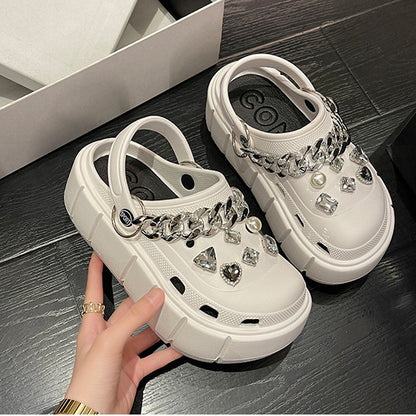 Fashion Clogs With Charms Shoes Outdoor Women Slippers Thick