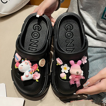 Fashion Clogs With Charms Shoes Outdoor Women Slippers Thick