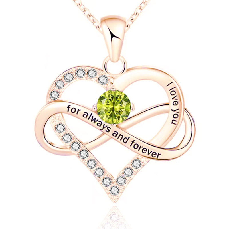 Cross-border new necklace for women, rose gold twelve birthstone pendant necklace, fashion personalized jewelry wholesale