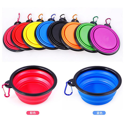 Silicone foldable bowl pet bowl dog bowl anti-knockover dog food bowl water bowl out dog food bowl food utensils dog rice bowl